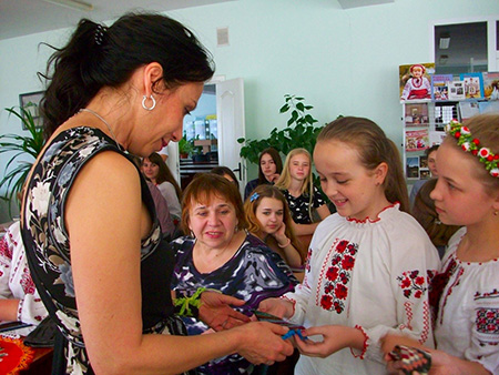Olga with students